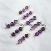 Faceted Amethyst Bar Shape Connector, 14K Gold Plated Connector & Charms, 2.5cm Faceted Charms Connector, Sold By Piece